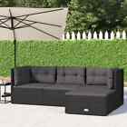 4 Piece Patio Lounge Set With Cushions Black Poly Rattan Vidaxl