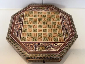 Vintage Persisches Schachbrett & Schach Handarbeit Intarsien Schachbrett, Khatam Kari - Bild 1 von 9