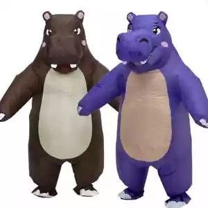 Adult Inflatable Hippo Costume Fancy Dress Halloween Cosplay Hero Animal Toy - Picture 1 of 5