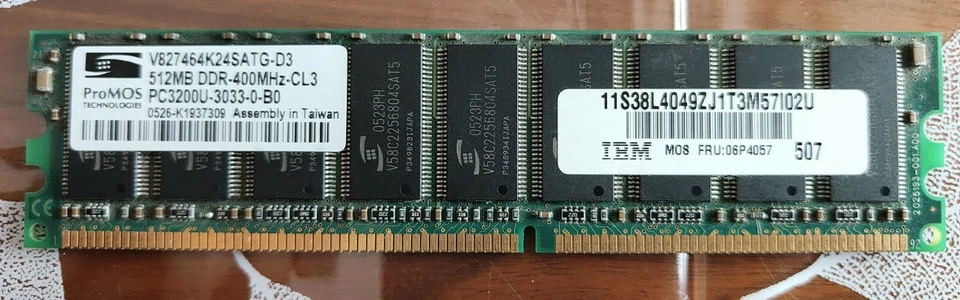 RAM 512 MB IBM PROMOS DDR1 400 MHZ PC3200U - Immagine 1 di 1