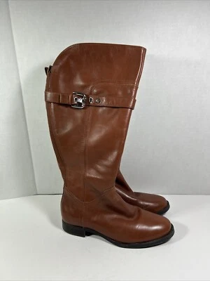 Botas de Equitação Marc Fisher 7.5 Médio Couro Marrom Conhaque Clássicas - Imagem 1 de 4