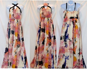 NWT $89.50 Bar III Milan Style Abstract Floral Maxi Dress Med 10078SOC82 - Picture 1 of 10