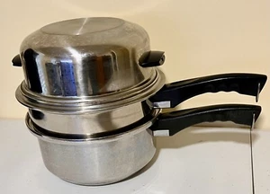 Lustre Craft 5-Ply T304 Cookware 9" Skillet Double Boiler Steamer W/ Dome Lid - Picture 1 of 8