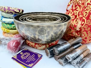 5 inches to 10 inches Full moon singing bowl set of 7 bowls, handmade in Nepal. - Picture 1 of 7