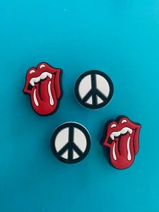 4 Shoe Charm Peace Sign Tongue Music Plug Button Pin Button Accessories For Croc - Picture 1 of 8