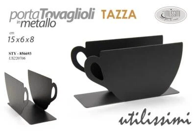 PORTATOVAGLIOLI DA TAVOLA TAZZA METALLO NERO CASA PIZZERIA RISTORANTE 15*6*8CM - Immagine 1 di 2