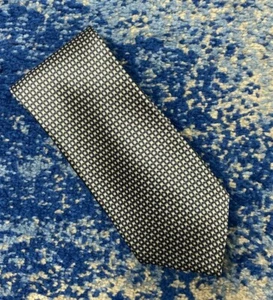 Barbara Blank New York Blue White Copper Geometric Handmade Long Silk Necktie  - Picture 1 of 4