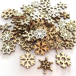 Rustic Wooden Christmas Snowflake Confetti Table Scatters Xmas Party Decorations - Picture 1 of 2