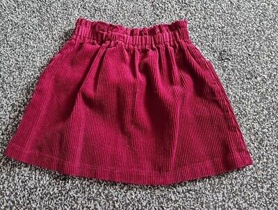 Girls Primark Rasberry Corduroy Skirt Age 2-3 Years • 3.70€