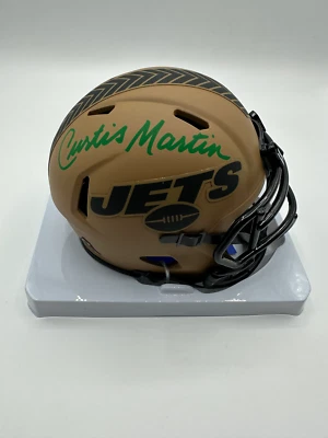 Curtis Martin Autographed NY Jets 2023 Salute to Service Mini Helmet (PSA) - Image 1 of 2