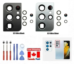 Back Camera Lens Glass w / Adhesive Replacement for Samsung Galaxy S21 Ultra 5G - Picture 1 of 11