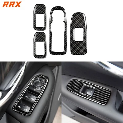 Cubierta de interruptor de elevación de ventana interior de fibra de carbono real para Cadillac XT5 XT6 2016-25 Foto 1 de 4