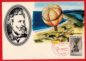 1982-Maximumkarte-Jules Verne-Cr.Rouge-Ballon-(44.Nantes)-Stamp-Yv.2247 - Bild 1 von 2