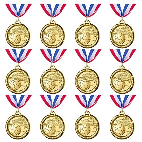Juego de medallas de fútbol de 12 piezas para premios para niños y adultos, premio de oro Foto 1 de 4