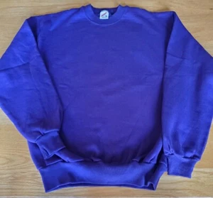 Plain M Sweatshirt Solid Color Cotton Blend Crew Neck Fleece Made in USA - Picture 1 of 3