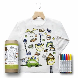 Dino Egg Colour In Top With Fabric Pens Dinosaurs T-Rex Kids Boys Arts & Crafts - Picture 1 of 3