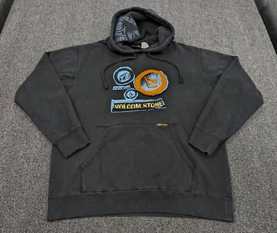 Volcom Stone Black Graphic Grunge Skateboarding Hoodie Sweatshirt Size Med - Image 1 of 4