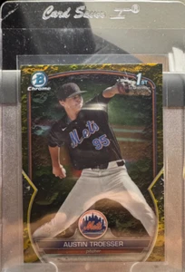 2023 Bowman Chrome Austin Troesser #BDC-176 Yellow Lunar Crater Refractor 18/75 - Picture 1 of 3