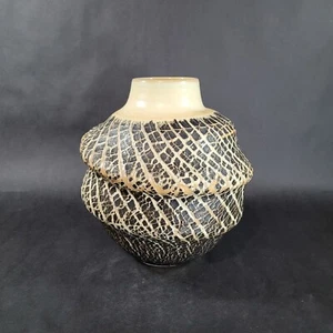 David C. LaLomia Studio Pottery Vase Hand Thrown Stretched Texture 2012 10" - Picture 1 of 12