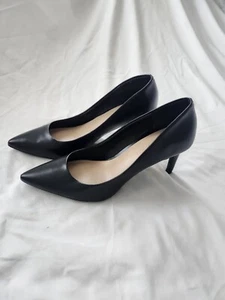 Katie & Kelly Black Leather Pumps 7.5 M Classic Point Toe Heels Every Outfit - Picture 1 of 6