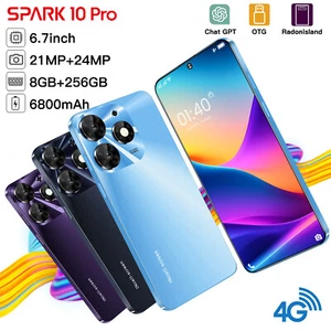 6.7 Inch Face Unlock Smartphone 8G+256G Android 13 Dual SIM Deca Core 6800mAh - Picture 1 of 15