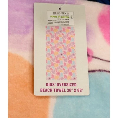 Tommy Bahama Children's BeachTowel Oversized Flowers Field Pink Purple Kids Pool - Image 1 of 3