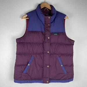 LL Bean Goose Downtek Insulated Puffer Vest L Purple ColorBlock Hiking Gorpcore - Picture 1 of 5