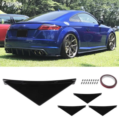 4X For Audi TT TTS Shark Fin Rear Bumper Diffuser Lip Splitters Trim Curved Base - Image 1 of 4