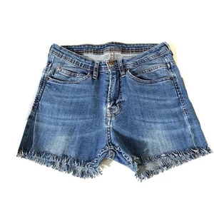 Y2K ZARA VERWASCHEN JEANSBLAUE SHORTS MIT FRANSEN/SMALL - Bild 1 von 3