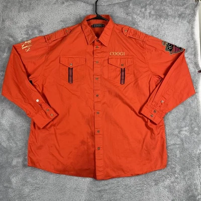 Camisa Coogi Para Hombre 4XL Naranja Manga Larga Botón Frontal Bordado Cresta Algodón Foto 1 de 4