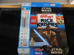 ONE EMPTY CEREAL PACKET (WITH EXTRA FLAP) KELLOGG'S CORNFLAKES STAR WARS - Picture 1 of 3