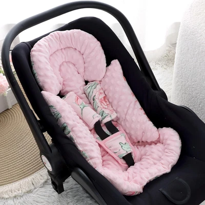 Asiento de coche infantil inserto soporte para cabeza de bebé 3 correas acolchadas suave para recién nacido cojín Foto 1 de 4