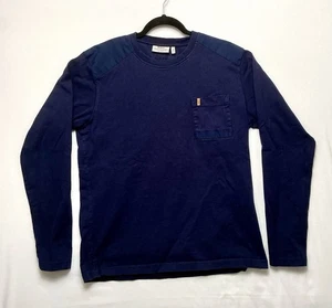 Camicia Fjall Raven uomo grande manica lunga blu navy Kiruna tasca cotone resistente - Foto 1 di 11