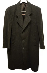 Roundtree & Yorke Dillards Long Overcoat 44 Single Breasted 100% Wool Black - Picture 1 of 7