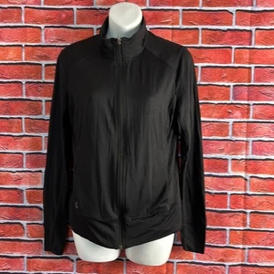 Lole Full Zip Performance feuchtigkeitsableitende Jacke hinten transparenter Einsatz in Schwarz MED - Bild 1 von 8