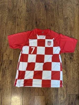 Croatia Rakitic’ National Team Soccer Jersey #7 Red/White 2XL - Image 1 of 4