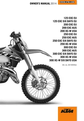 2014 KTM 125-300 EXC / XC-W Motorcycle Owner’s Manual Full Service Guide - Image 1 of 4