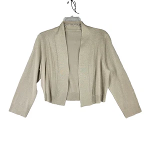 Cárdigan corto Calvin Klein para mujer frente abierto manga 3/4 dorado brillante talla S - Imagen 1 de 9