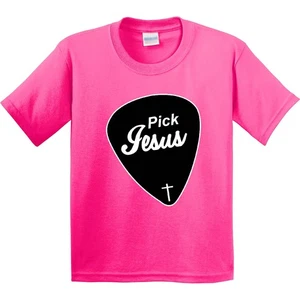 Inktastic Pick Jesus Christian Youth T-Shirt Guitar Rock Tee Kids Children Child - Picture 1 of 9