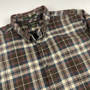 Eddie Bauer Flanellhemd Herren L kariert Knopfleiste Relaxed Fit rot marine Outdoor - Bild 1 von 9
