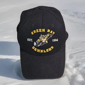 Green Bay Gamblers Hat ML Caps - Black/Yellow Fitted EUC - Picture 1 of 5