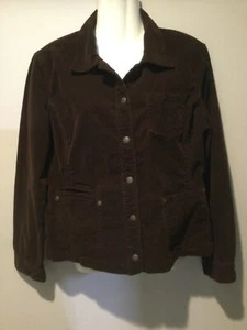 CHICO'S DAMEN BRAUN KORD JACKE MIT 3 TASCHEN VOLLEM KNOPF VORNE GRÖSSE 1 MED - Bild 1 von 9
