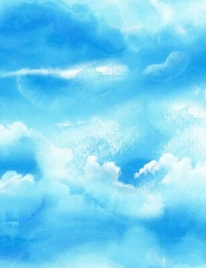 Blender Fabric - Digital Meadow Blue Sky & Cloud - Timeless Treasures YARD - Picture 1 of 1