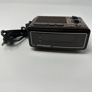 Vintage STEWART ST 245 FM AM 2-Band Digital Alarm Clock Radio Wood Grain- rare - Picture 1 of 6