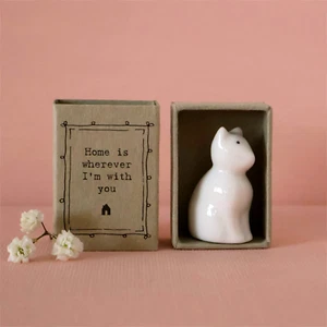 Porzellan Katze Streichholzschachtel Geschenk, Home is Wherever I'm With You, East Of India - Bild 1 von 4