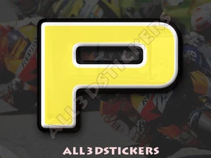 Autocollant Résine Lettre P 3D Couleur Jaune Taille 75mm Adhésif - Picture 1 of 1