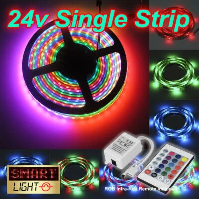 24V RGB LED 1M-20M Strip Light Tape XMAS Cabinet Kitchen Ceiling WATERPROOF 5050 - Image 1 of 4