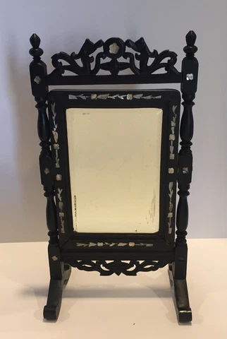 Vanity Mirror Chinese Mother Of Pearl Inlay Antique? Cover
