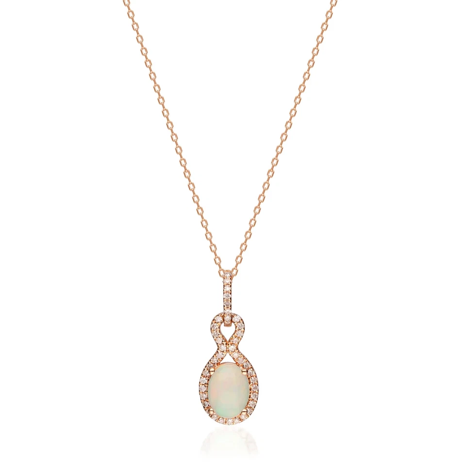 0.85 Karat Natürlicher Afrikanischer Opal Und Diamanten Anhänger ohne Kette 10K - Bild 1 von 4