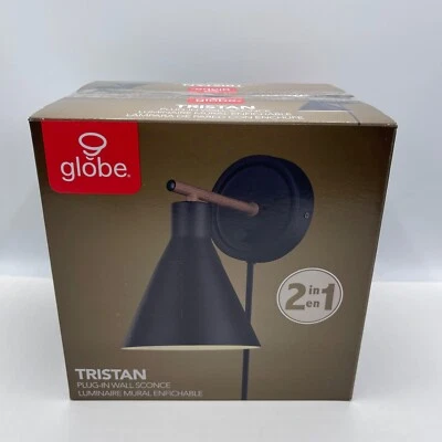 Globe Electric 51725 Tristan 1-Light Dimmable Plug-in or Hardwire Wall Sconce - Image 1 of 4